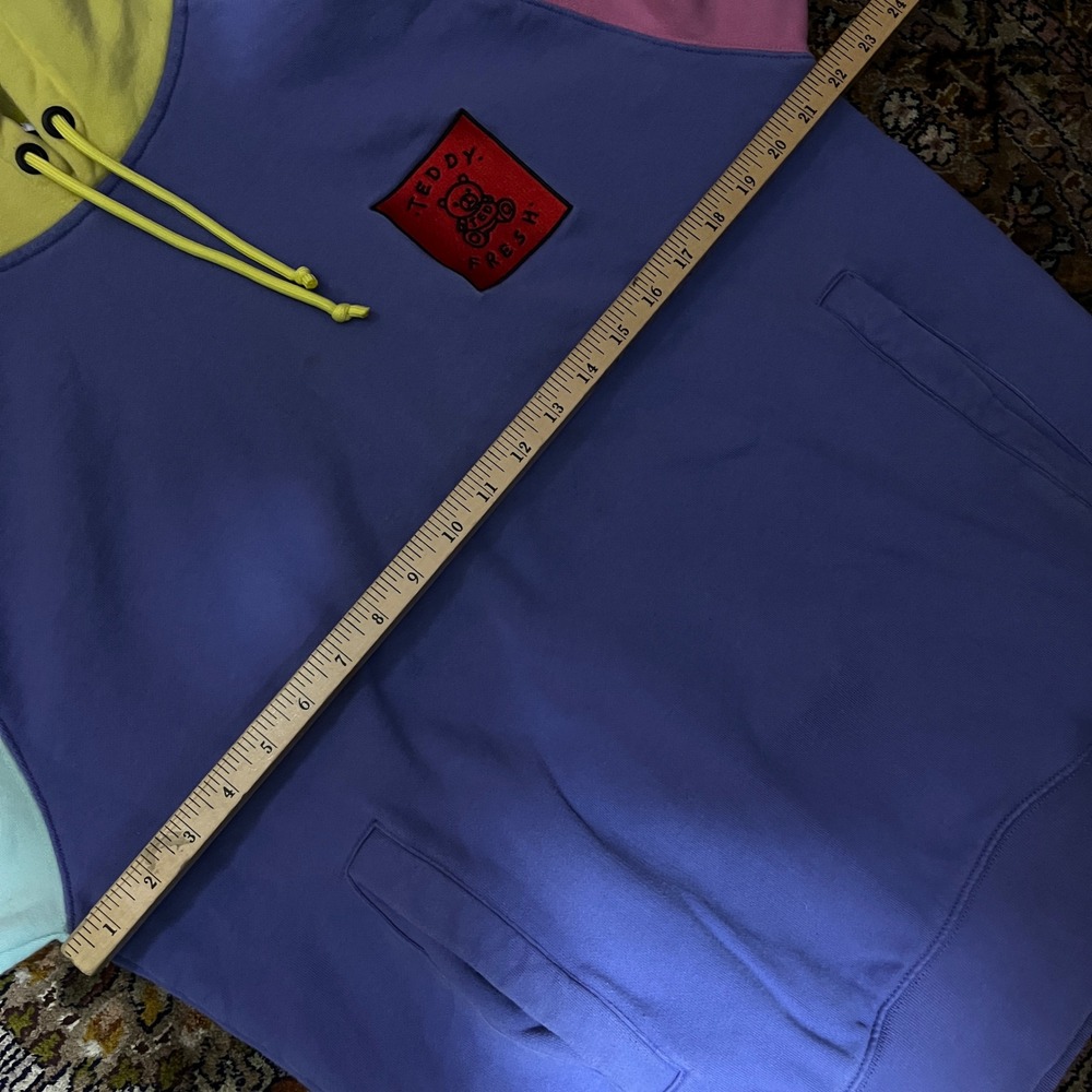 Teddy Fresh Color Block Hoodie‎ Pullover Sweatshirt Mens Size Medium - Picture 4 of 5